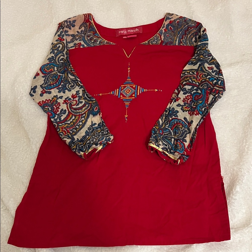 Indian Paisley Long Sleeve Top 3/4 sleeves